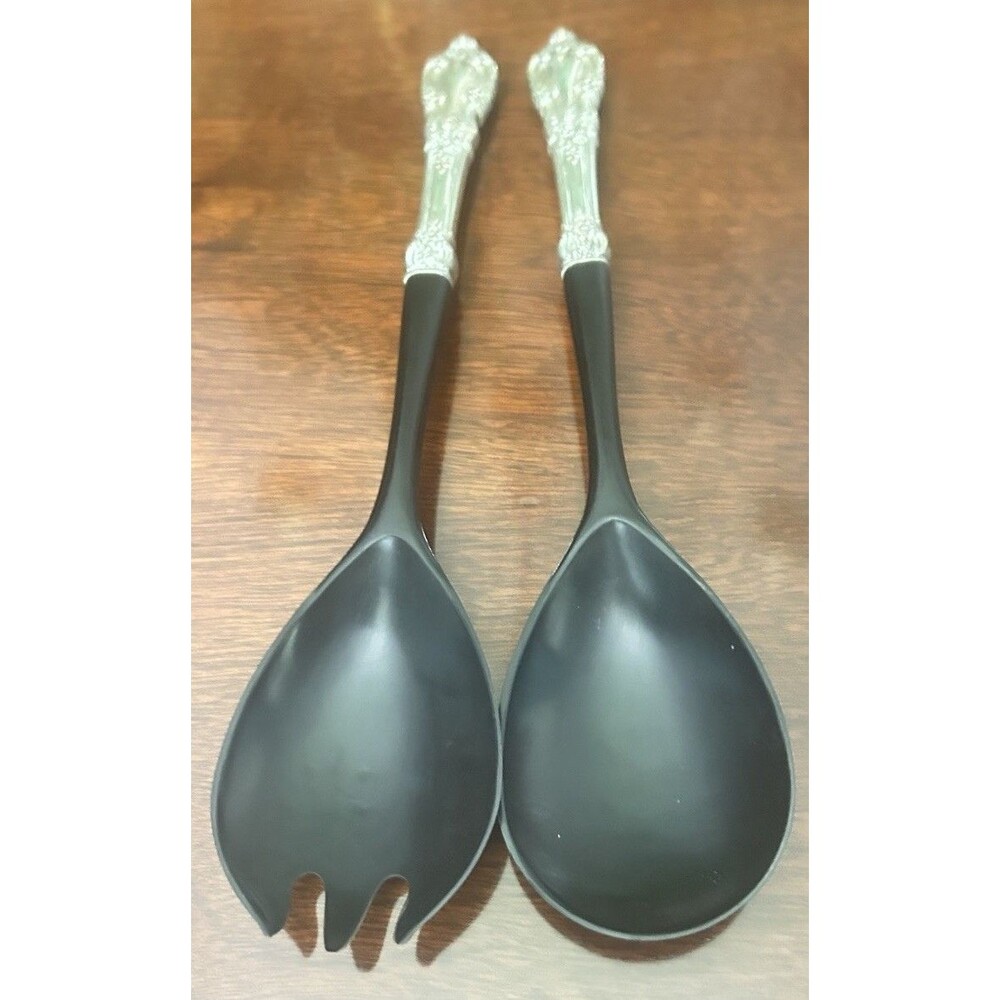 Eloquence by Lunt Sterling Silver Salad Serving Set With Black Celluloid Bowls